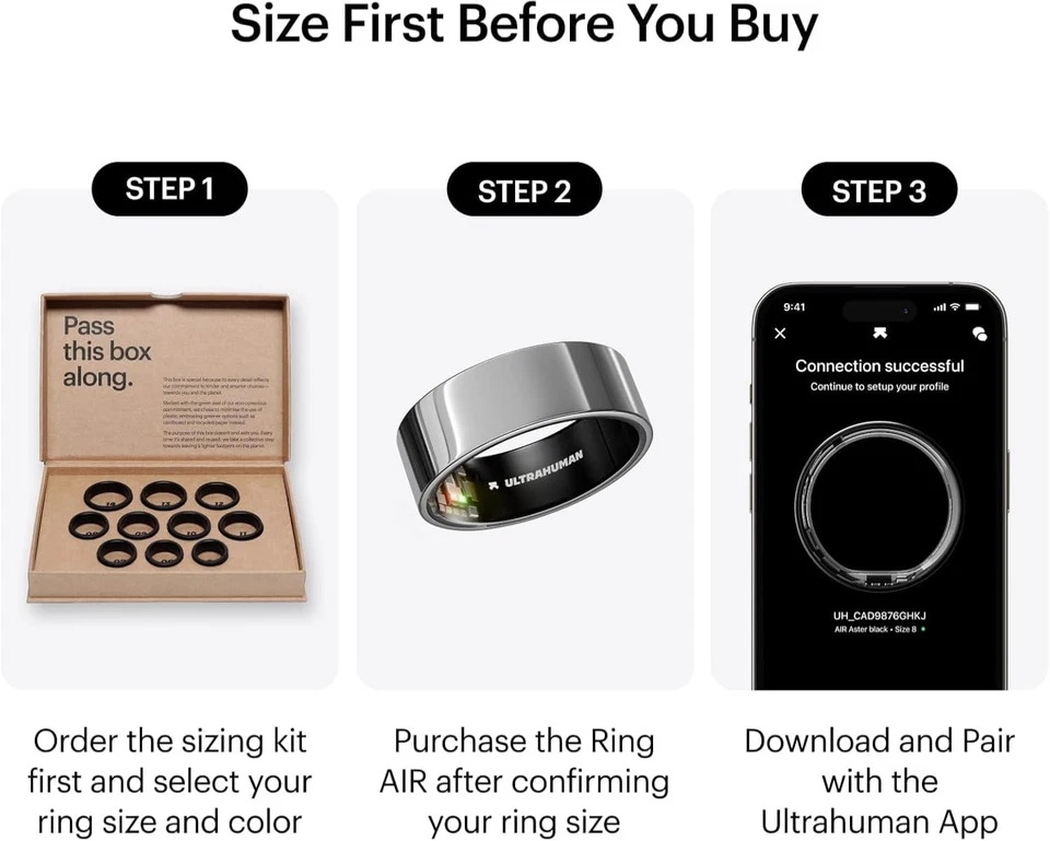 ULTRAHUMAN Ring AIR Sleep Fitness Tracker, Smart Ring for Men women silver 11 - Image 2 of 4