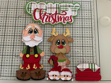 Comfy Christmas Santa Reindeer Green premade paper piecing scrapbook diecut3D