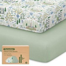 Yoofoss Baby Crib Sheets Viscose Derived from Sheets, Green Forest