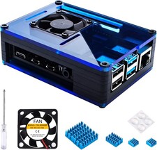 Miuzei Raspberry Pi 4 Case with Fan Cooling , 4 Pcs Aluminum Heat Sinks , Case f