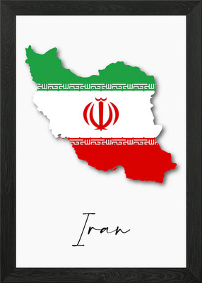 Iran Country Map Flag Framed Wall Art Poster Canvas Print Picture