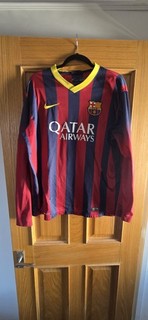 Nike Barcelona Vintage 2013 2014 Home Shirt Long Sleeve Jersey Soccer Size XL