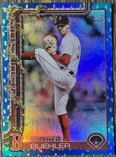 2025 Topps Holiday Walker Buehler Blue Metallic Holiday Lights - Boston Red Sox