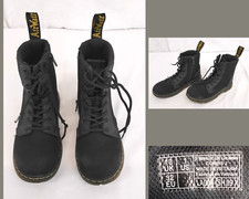 Doc Martens Boots Youth Size 1 Lace Up Kids Black Canvas Zip Up W4127