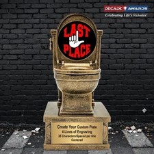 Custom Engraved Last Place Toilet Trophy, Action Pedestal - Bowl of Shame 7 Inch
