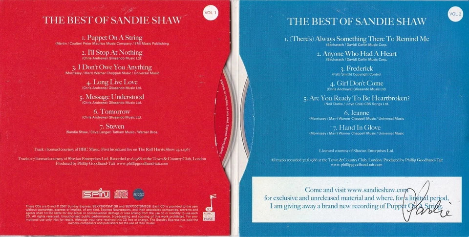 THE BEST OF SANDIE SHAW ( SUNDAY EXPRESS Newspaper Double Album ) Live - Bild 2 von 3