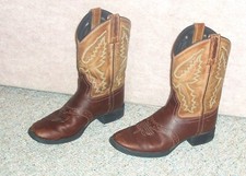Youth brown leather upper OLD WEST cowboy western boots , 025