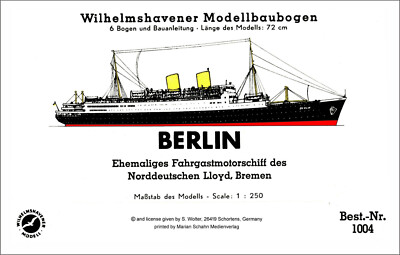 Möwe-Modell 1004 ''Fahrgastschiff BERLIN''  Kartonmodell / Papiermodell M 1:250