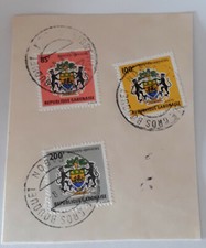 Timbres du Gabon (lot de 3) oblitérés en 1975 armoiries République gabonaise