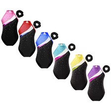 Kids Girls Jumpsuit Tutu Bodysuit Biketard Outfits Rhinestone Costume Tank