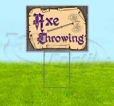 AXE THROWING 18x24 Yard Sign Corrugated Plastic Bandit Lawn Business MEDIEVAL