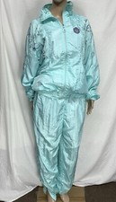 vintage PIERRE CARDIN Icy Mint Green Crepe Nylon Track Suit women L