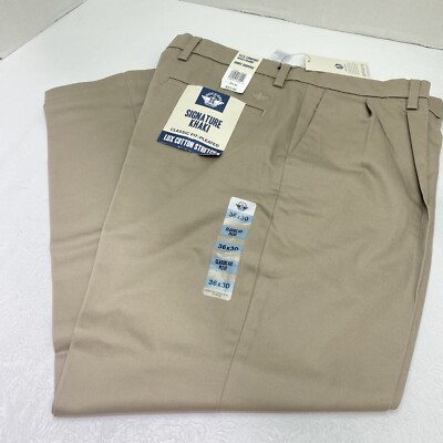 Dockers Signature Khaki Mens 36x30 Classic Fit Pants Pleated Lux
