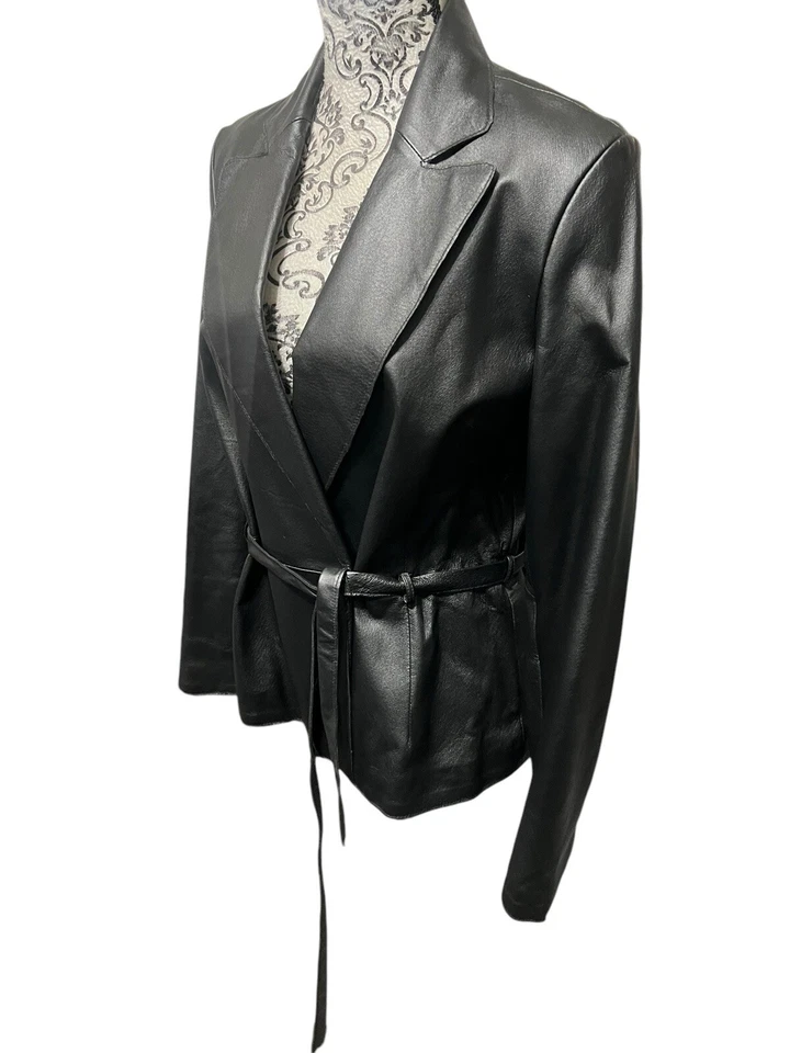 Bisou Bisou Leather Jacket Michele Bohbot Black Size Medium - Image 3 of 4