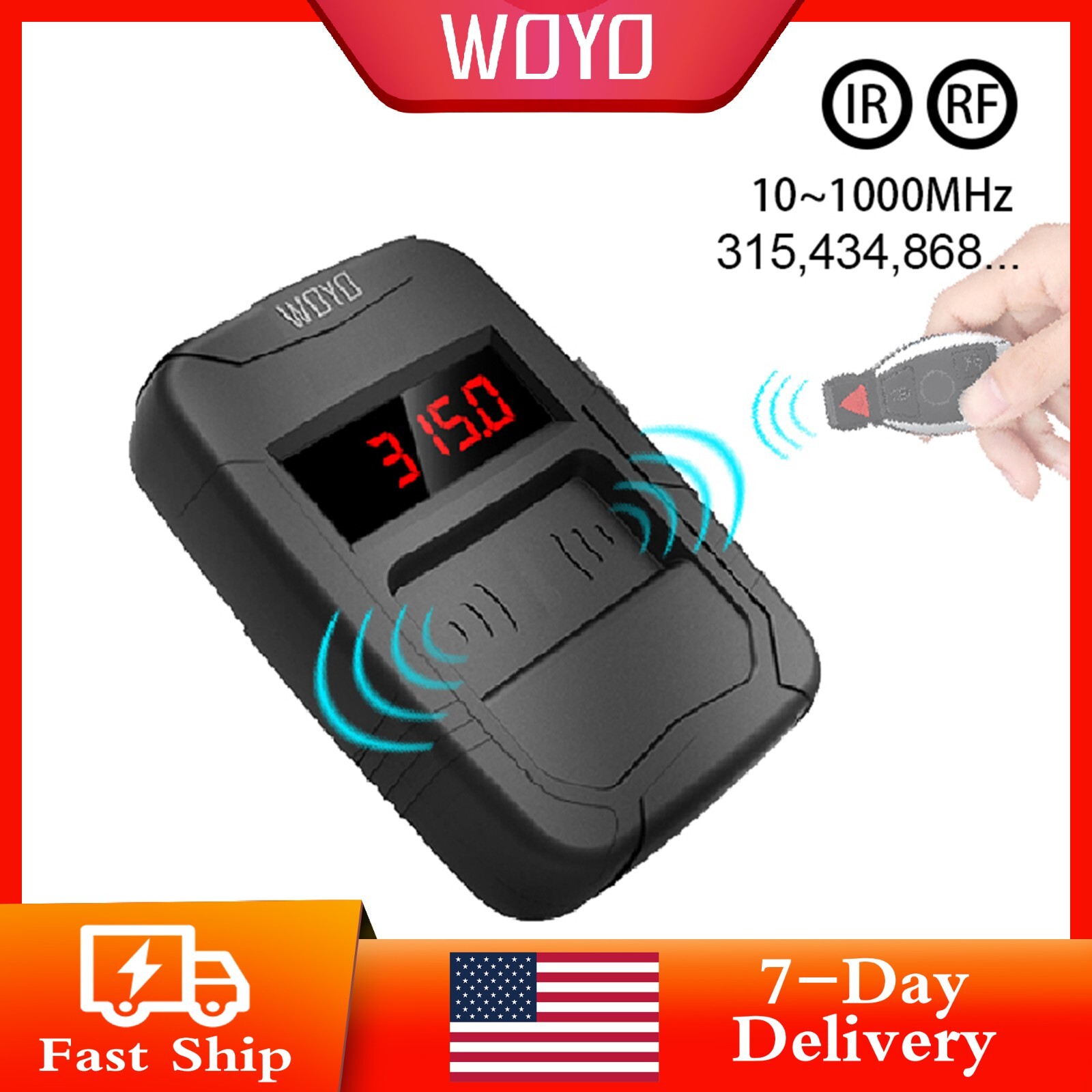 WOYO Car key Frequency Tester 101000MHz IR RF Radio Door Remote