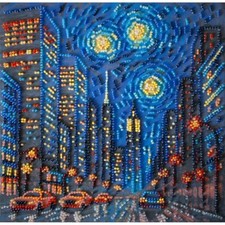 Bead Embroidery Kit Night city DIY Abris Art Bead stitching Bead needlepoint