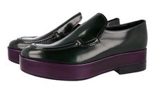 LUXURY PRADA BUSINESS SHOES 2DG117 GREEN LEATHER NEW US 10 EU 43 43,5