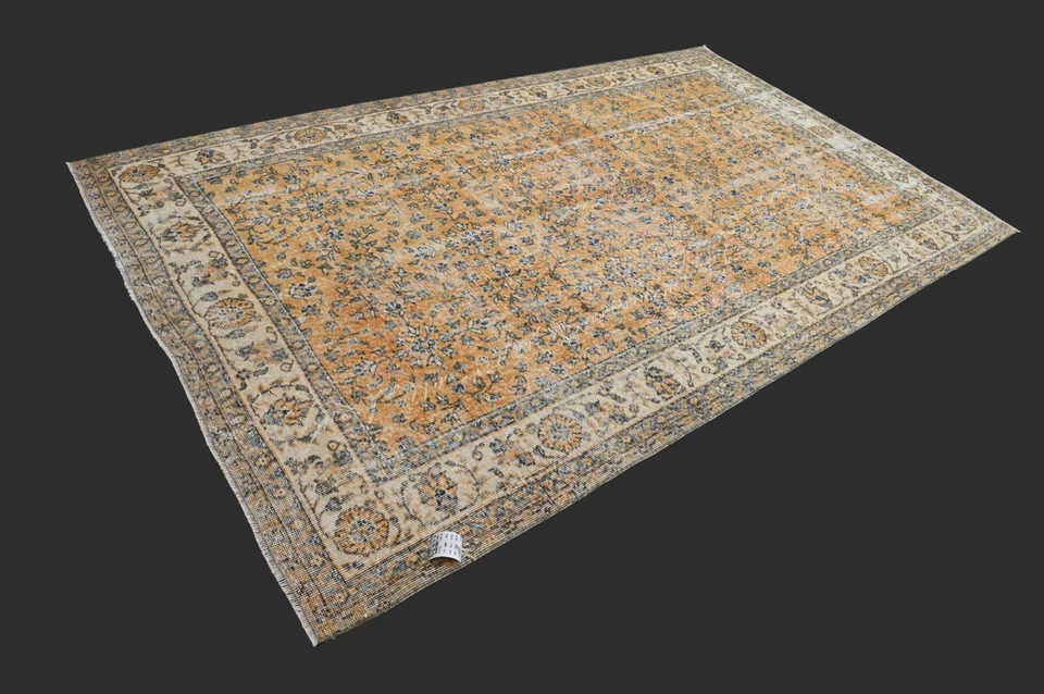 Vintage Turkish Oushak Rug, Orange 6x9 ft, Handmade Wool, Bohemian Anatolian - Image 2 of 4