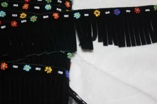 4 yards of black velveteen fringe trim primary colored mini beads 1.75" wide 
