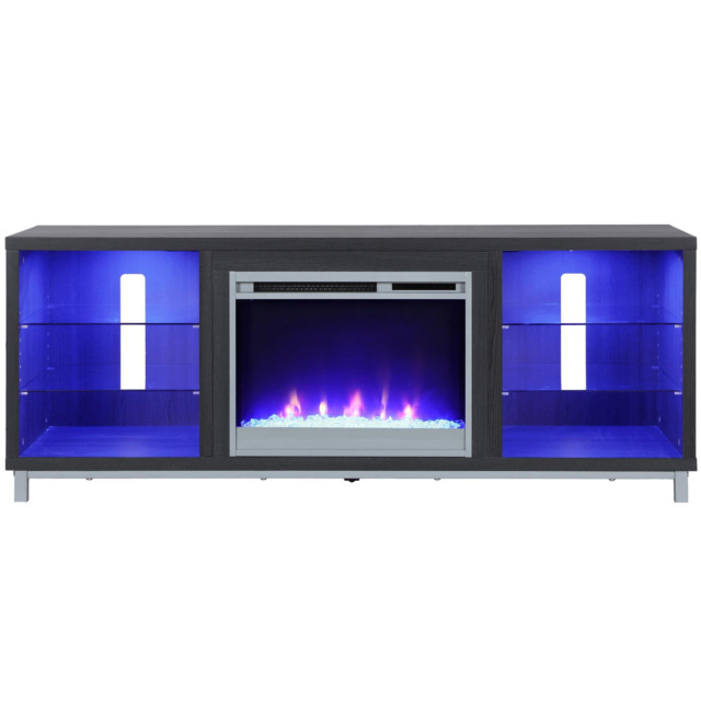 Ameriwood Home Lumina Fireplace Stand for 70" TV - Black Oak