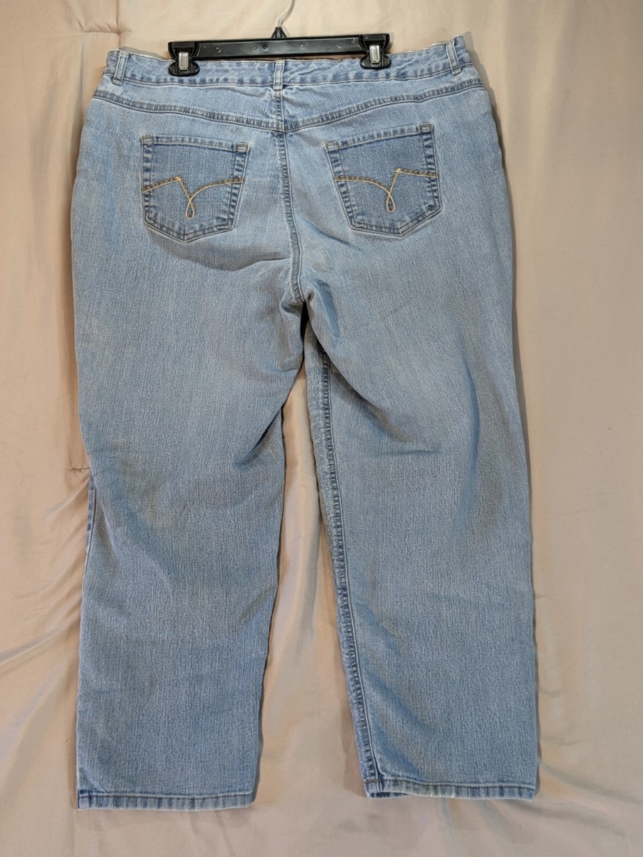 JMS Just My Size Blue Denim Pockets Embroidered Classic Fit Tapered Jeans  20WPS