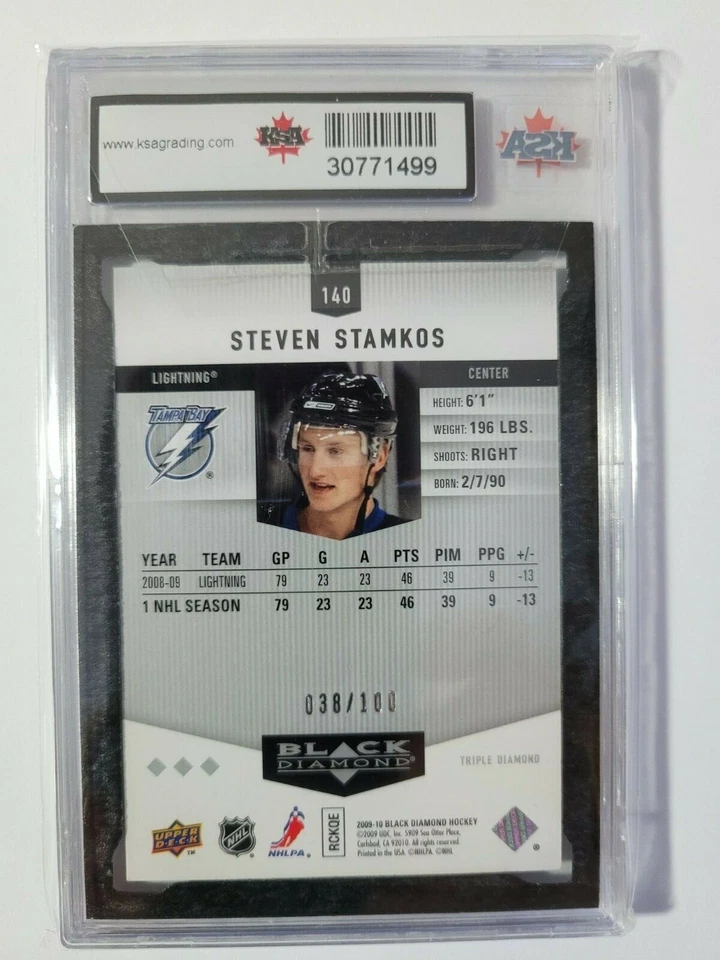 Steven Stamkos 2009-10 Black Diamond RUBY RED Hockey Card #38/100 KSA Graded 9.5 - Image 2 of 2