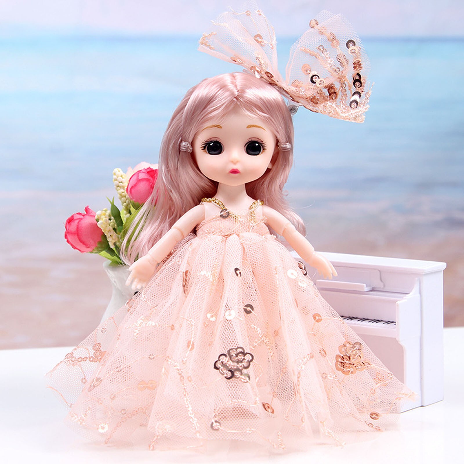 4 PCS 6 Inch Small Princess Girl Mini Dolls for Little Girls Gift 3+ Year Old