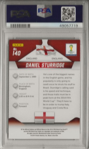 Panini Prizm World Cup Soccer 2014 #140 Daniel Sturridge England PSA 9 - Picture 2 of 2