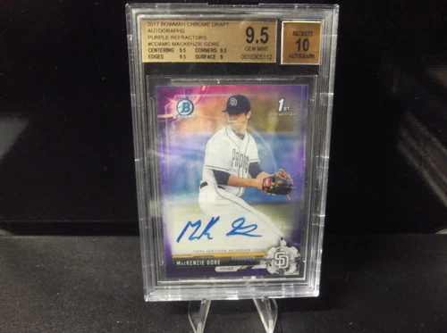 MACKENZIE GORE 2017 BOWMAN CHROME PURPLE REFRACTOR AUTOGRAPH RC BGS 9.5/10