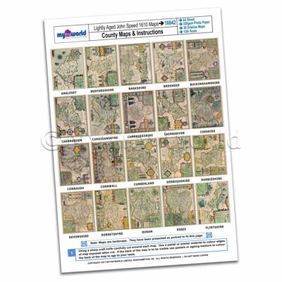 Dolls House 20 John Speed UK County Maps A4 Value Sheet 1