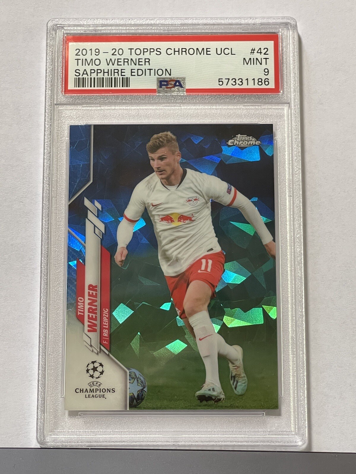 2019-20 Topps Chrome Sapphire UEFA CL Timo Werner #42 PSA 9 MINT RB Leipzig UCL