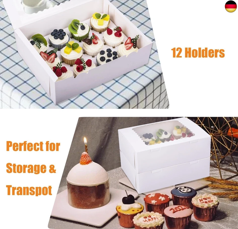 LONGTEAM 15 Stück Cupcake Box, Cupcake Muffin Box mit Fenster, Ideal für Kuchen - Bild 4 von 4