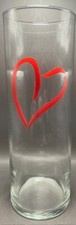 Tall Clear Glass Red Heart 10" Flower Vase