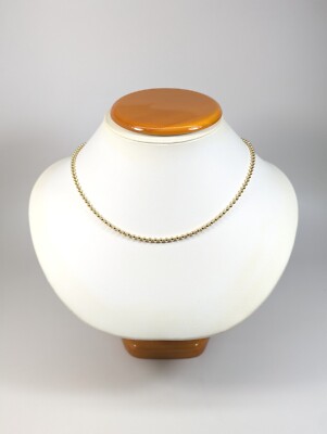 18K Solid Yellow Gold Ball/Bead Chain Necklace 20