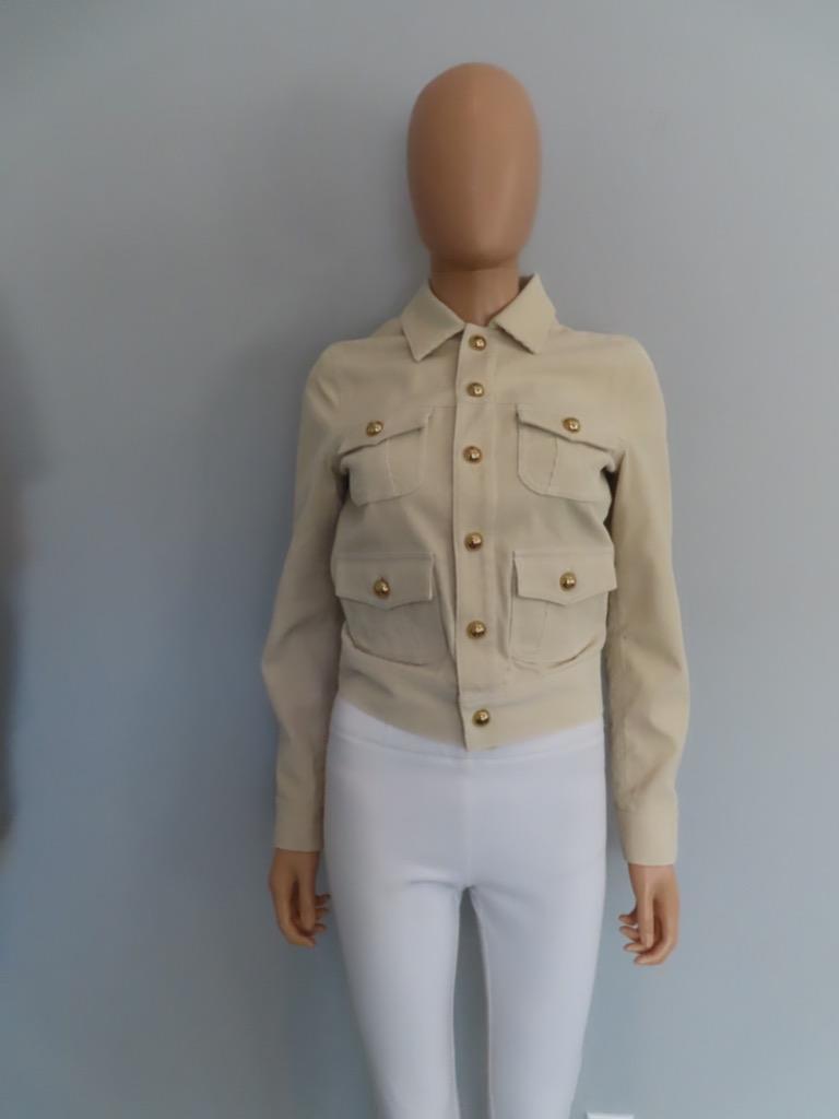 CELINE★素敵!Ecru Raw Wash Corduroy Trucker Jacket NWT CELINE Ecru Raw Wash Corduroy Trucker Jacket Size XS