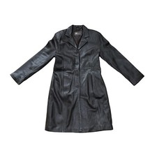 Vintage Aviatrix Ladies Women Chocolate Soft Buttery Leather Trench Coat Size 14