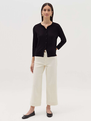 Damen Rundhals Strickjacke mit Dreiviertelärmeln 40-8