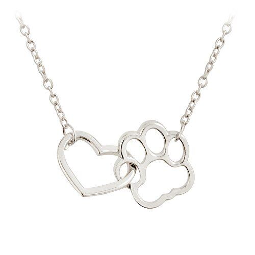 Cat Dog Puppy Paw Print Stamped Pet Memorial Pendant Necklace Love Heart Silver - Picture 1 of 6