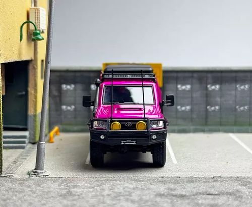 1/64 Alloy diecast model Toyota Land CruiserJ70 LC79 Pickup Truck Pink - Picture 2 of 8