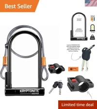 Anti-Theft Bicycle U-Lock with New Design and 4ft Security Cable, Black | Keeper