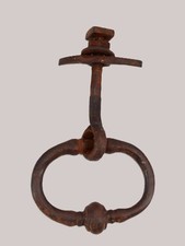 Ancienne poignée heurtoir de porte en fer forgé XIXème - Longueur : 20 cm