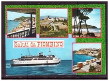 Cartolina Saluti da Piombino Livorno Vedutine Barca ID447