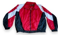 Chaqueta cortavientos de nailon MacGregor de colección talla XL negra roja blanca con cremallera