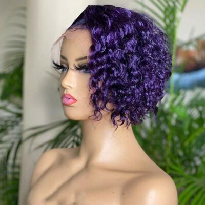 Curly Bob Lace Front Wigs Human Hair 13×5 T Part Lace Short Bob Pixie Cut Wigs