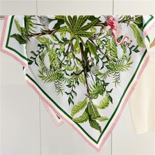 Sallys 100 Silk Wrap Shawl Bandanna Shawl Birds Print Square Scarf 43" Pink