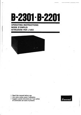 Operating Instructions for Sansui B-2301, B-2201