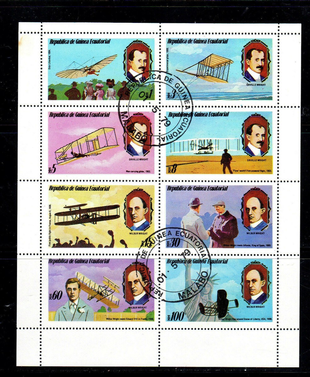 EQUATORIAL GUINEA 1979 AVIATION MINT VF NH O.G SHEET OF 8 CTO