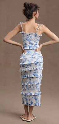blue fitted midi dress Dark Blue Denim Sleeveless Stretch Column Midi Dress