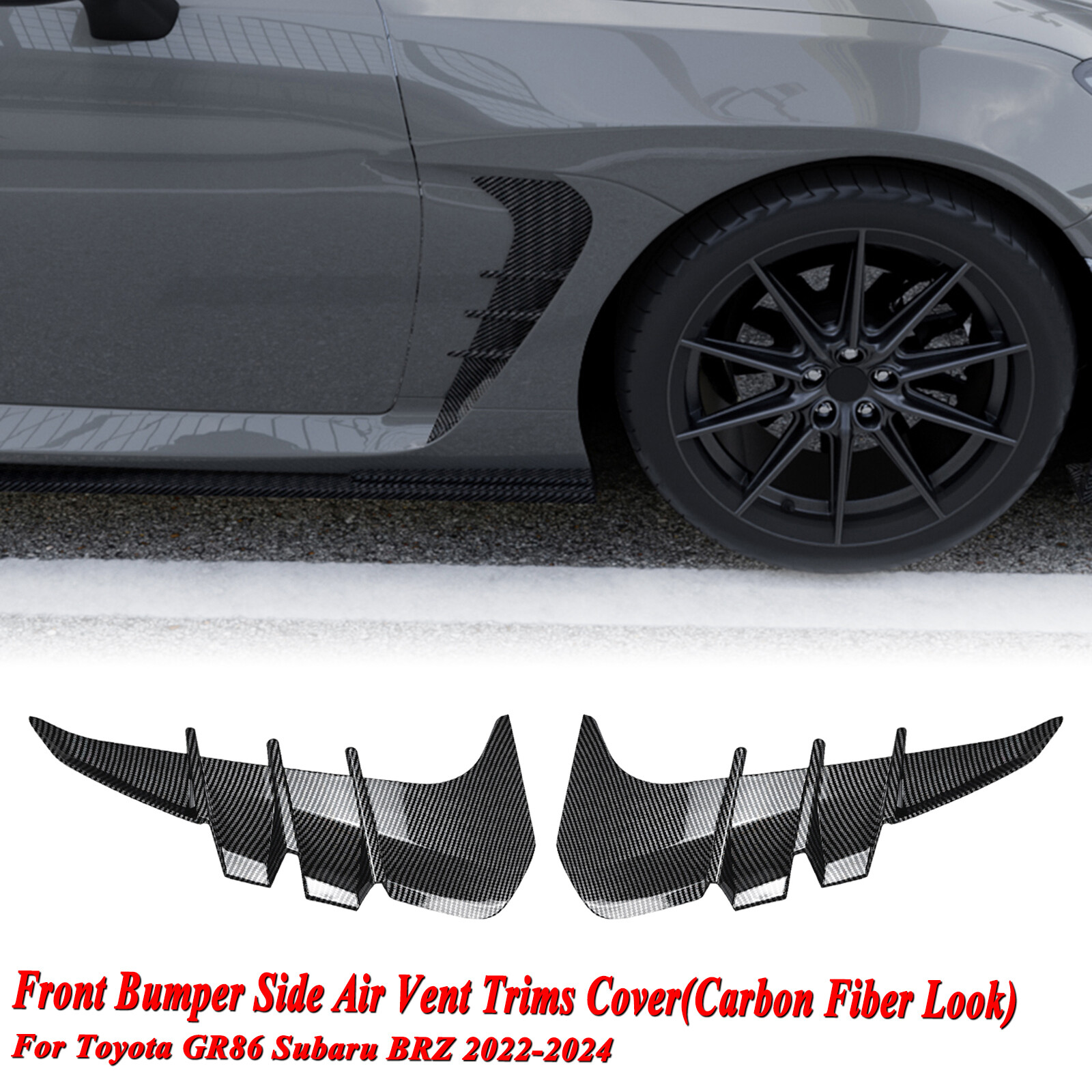 2x Car Carbon Look Side Fender Air Vent Trims Cover For Subaru BRZ 2022-2024