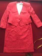 Barrie Pace Vintage Dark Orange 100 Wool Skirt Suit Embroidered